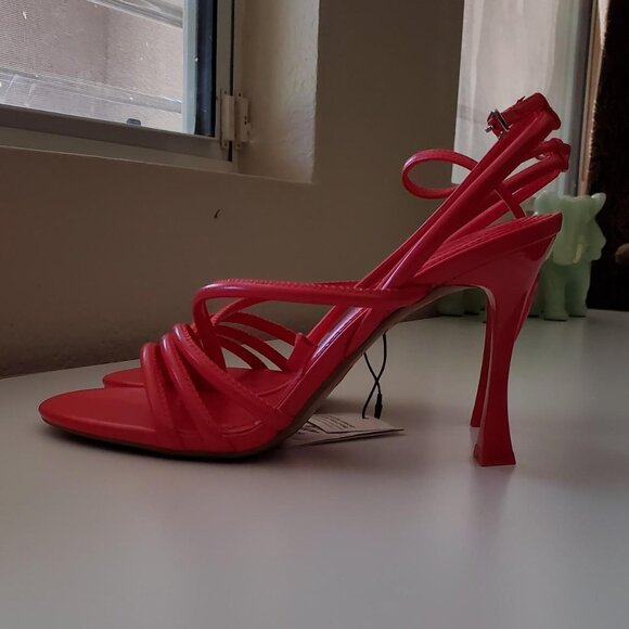 Zara High Heeled Strap Sandals in Watermelon size 38 EU / 7.5-8 US - Picture 8 of 10